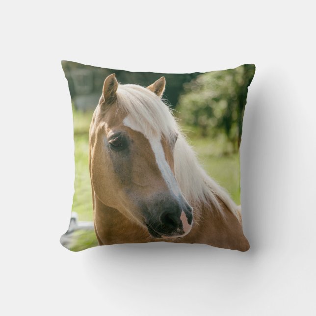 Beautiful haflinger horse portrait cushion (Front)