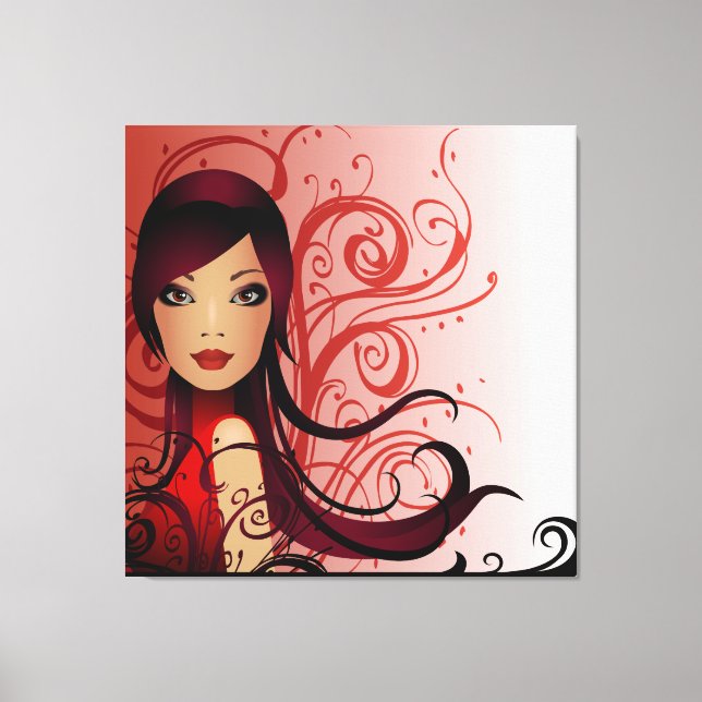 Beautiful Hairstyle Girl  Wrapped Canvas (Front)