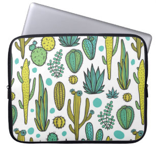 Beautiful hand drawn cacti abstract natural seamle laptop sleeve