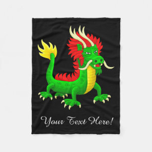Beautiful Hand Drawn Chinese Dragon Fleece Blanket