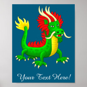 Beautiful Hand Drawn Chinese Dragon Poster