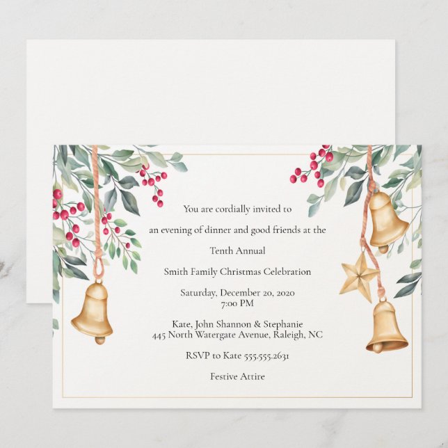 Beautiful Hand-drawn Christmas Party Invitation (Front/Back)
