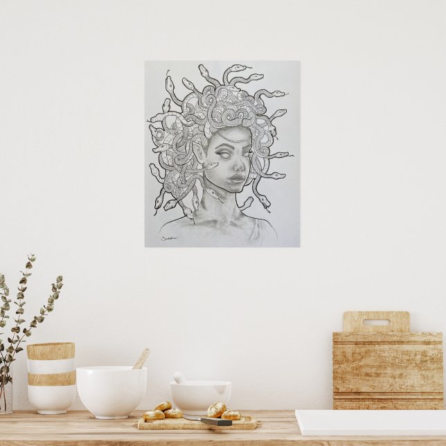 Beautiful Hand Drawn Medusa Poster (Kitchen)