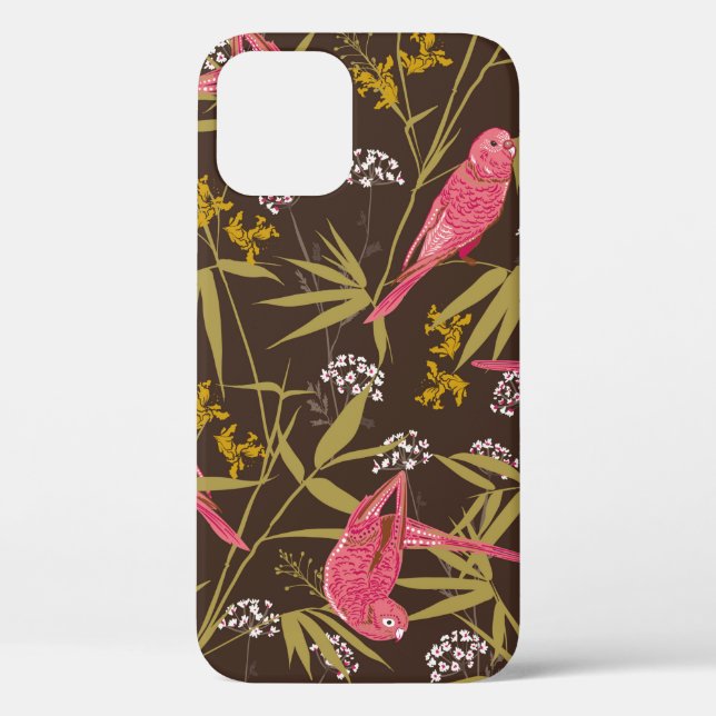 Beautiful Hand drawn parrot birds in Bamboo forest Case-Mate iPhone Case (Back)