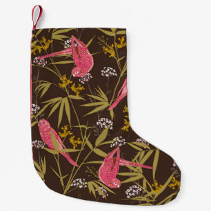 Beautiful Hand drawn parrot birds in Bamboo forest Small Christmas Stocking