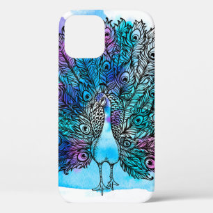 Beautiful Hand drawn Peacock bird consist many det iPhone 12 Case