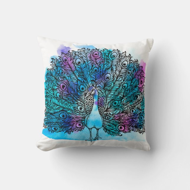 Beautiful Hand drawn Peacock bird consist many det Cushion (Front)