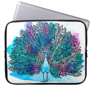 Beautiful Hand drawn Peacock bird consist many det Laptop Sleeve