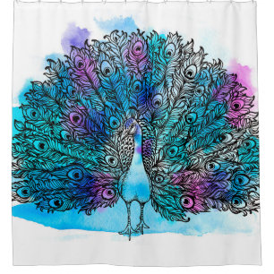 Beautiful Hand drawn Peacock bird consist many det Shower Curtain