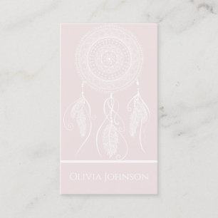 Beautiful Hand Drawn White Dream Catcher Mandala Business Card