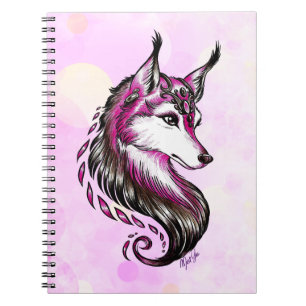 Beautiful Hand Drawn Wolf Art School Notebook