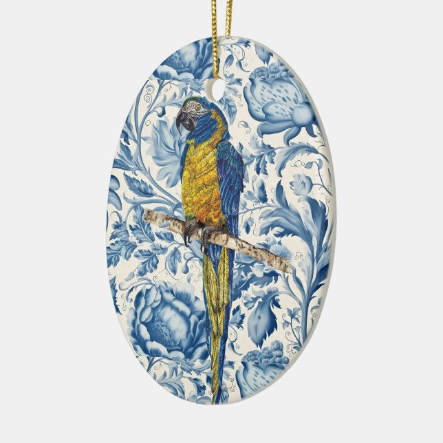 Beautiful Hand-Painted Endangered Macaw Ceramic Tree Decoration (Left)