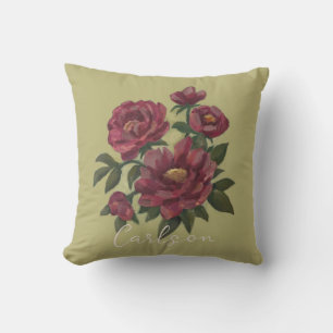 Beautiful, hand-painted floral spray customised cushion