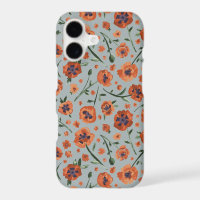 Beautiful Hand Painted Orange Poppy Flower Pattern