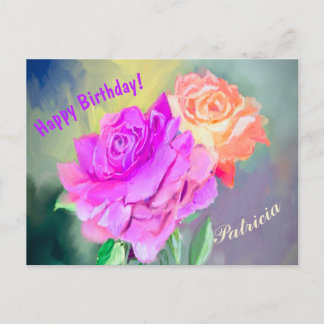 Beautiful hand painted roses for special occasion postcard