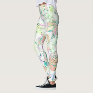 Beautiful Hand Painted Roses Leggings