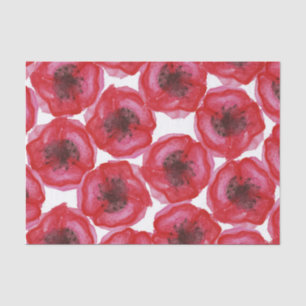 Beautiful Hand Painted Watercolor Poppy Flowers Tissue Paper