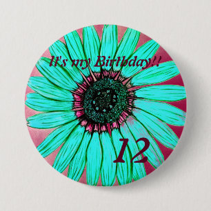 Beautiful hand sketched Flower 12th Birthday 7.5 Cm Round Badge