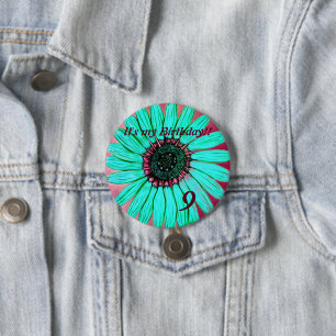 Beautiful hand sketched Flower 9th Birthday 7.5 Cm Round Badge