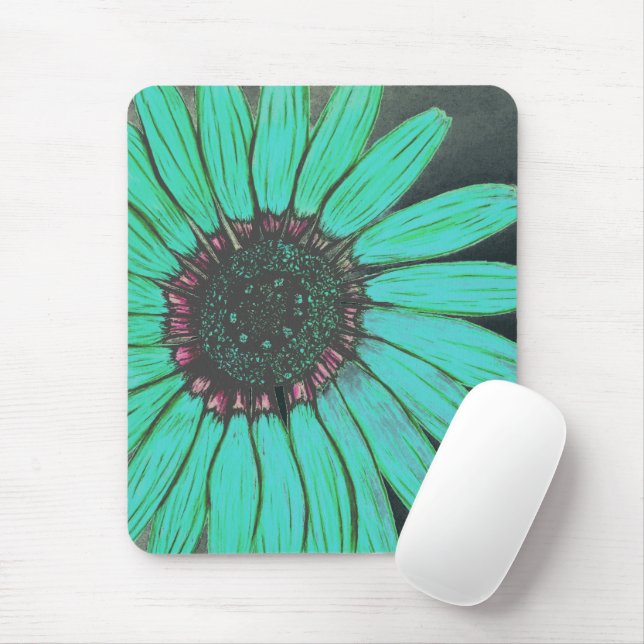 Beautiful hand Sketched Flower Mouse Mat (With Mouse)