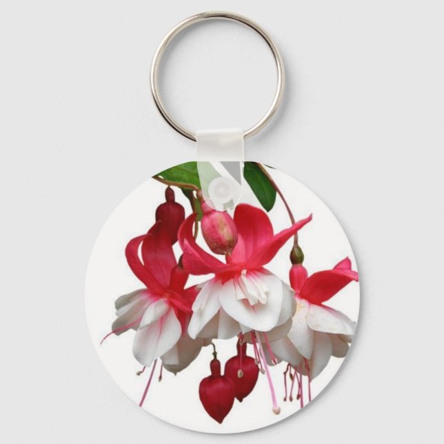 Beautiful hanging fuchsia plant key ring (Front)