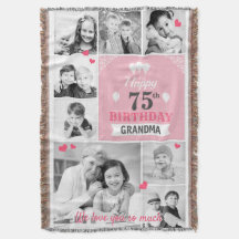 Beautiful Happy Birthday Photo Blanket for Grandma