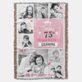 Beautiful Happy Birthday Photo Blanket for Grandma