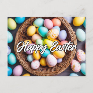 Beautiful Happy Easter Eggs & Basket Postcard