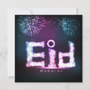 Beautiful Happy Eid Mubarak Fireworks Holiday Card