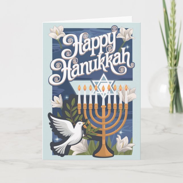 Beautiful Happy Hanukkah Holiday Card (Front)