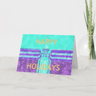Beautiful Happy Holidays Blue Cyan  vector design Card