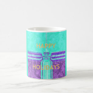 Beautiful Happy Holidays Blue Cyan  vector design Coffee Mug