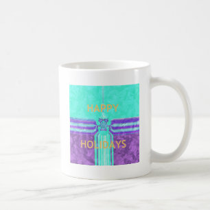 Beautiful Happy Holidays Blue Cyan  vector design Coffee Mug