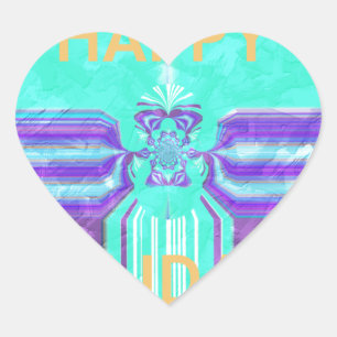 Beautiful Happy Holidays Blue Cyan  vector design Heart Sticker