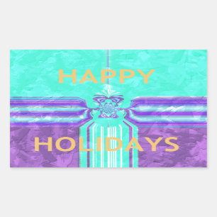 Beautiful Happy Holidays Blue Cyan  vector design Rectangular Sticker