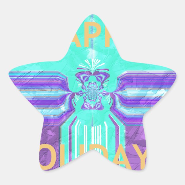 Beautiful Happy Holidays Blue Cyan  vector design Star Sticker (Front)