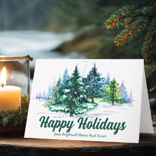 Beautiful Happy Holidays Christmas Trees Business Holiday Card