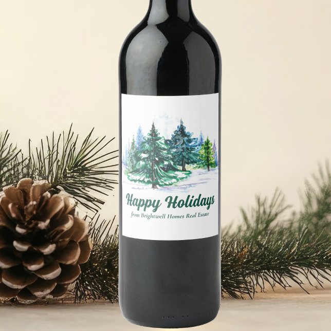 Beautiful Happy Holidays Custom Christmas Party Wine Label (Creator Uploaded)