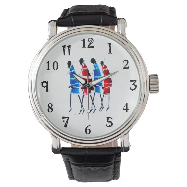 Beautiful Happy People Maasai Moran Walking Tall Watch (Front)