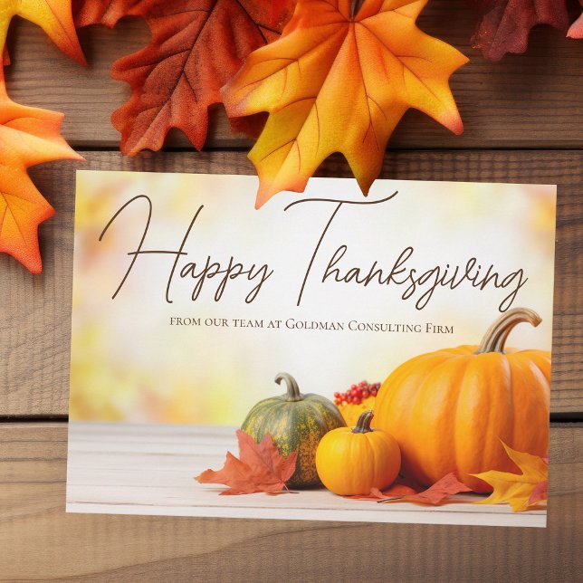 Beautiful Happy Thanksgiving Customisable Business Holiday Card (Creator Uploaded)