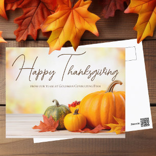 Beautiful Happy Thanksgiving Customisable Business Postcard