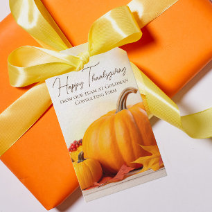 Beautiful Happy Thanksgiving Customisable Pumpkin Gift Tags