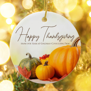 Beautiful Happy Thanksgiving Customizable Pumpkin Ceramic Tree Decoration