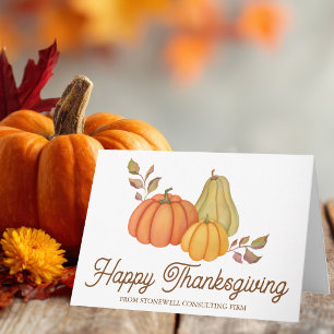 Beautiful Happy Thanksgiving Watercolor Pumpkins Holiday Card