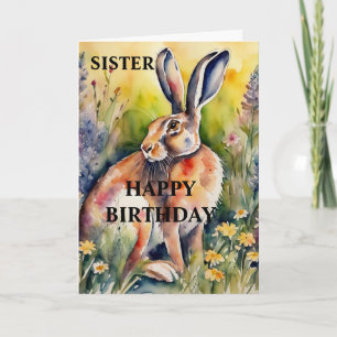 Beautiful Hare Birthday Card (editable)