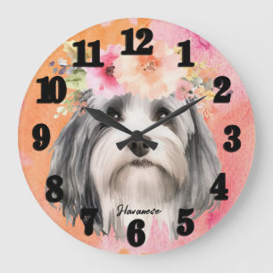 Beautiful Havanese Dog Large Clock
