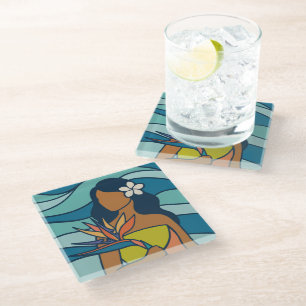 Beautiful hawaii art glass coaster
