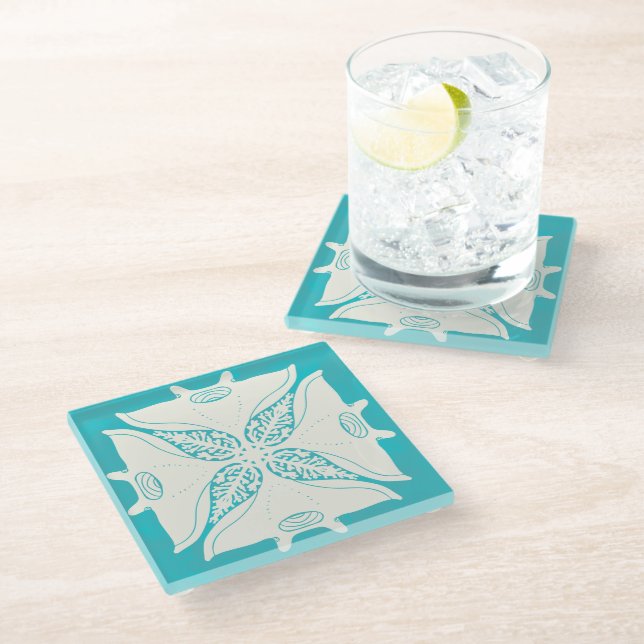 Beautiful hawaii art glass coaster (Angled)