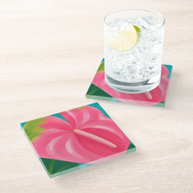 Beautiful hawaii art glass coaster (Angled)