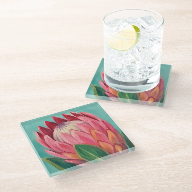 Beautiful hawaii art glass coaster (Angled)